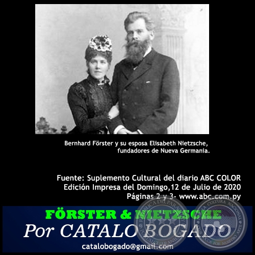 FÖRSTER & NIETZSCHE: ENTRE LA LOCURA Y LA QUIMERA DEL ORO VERDE - Por CATALO BOGADO - Domingo, 12 de Julio de 2020